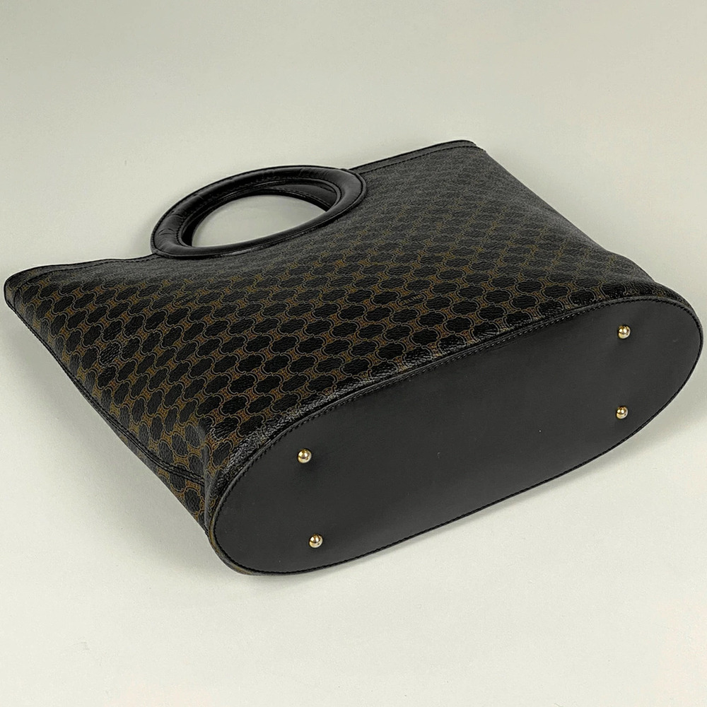 Celine Macadam handbag tote brown over black canvas all logo bag